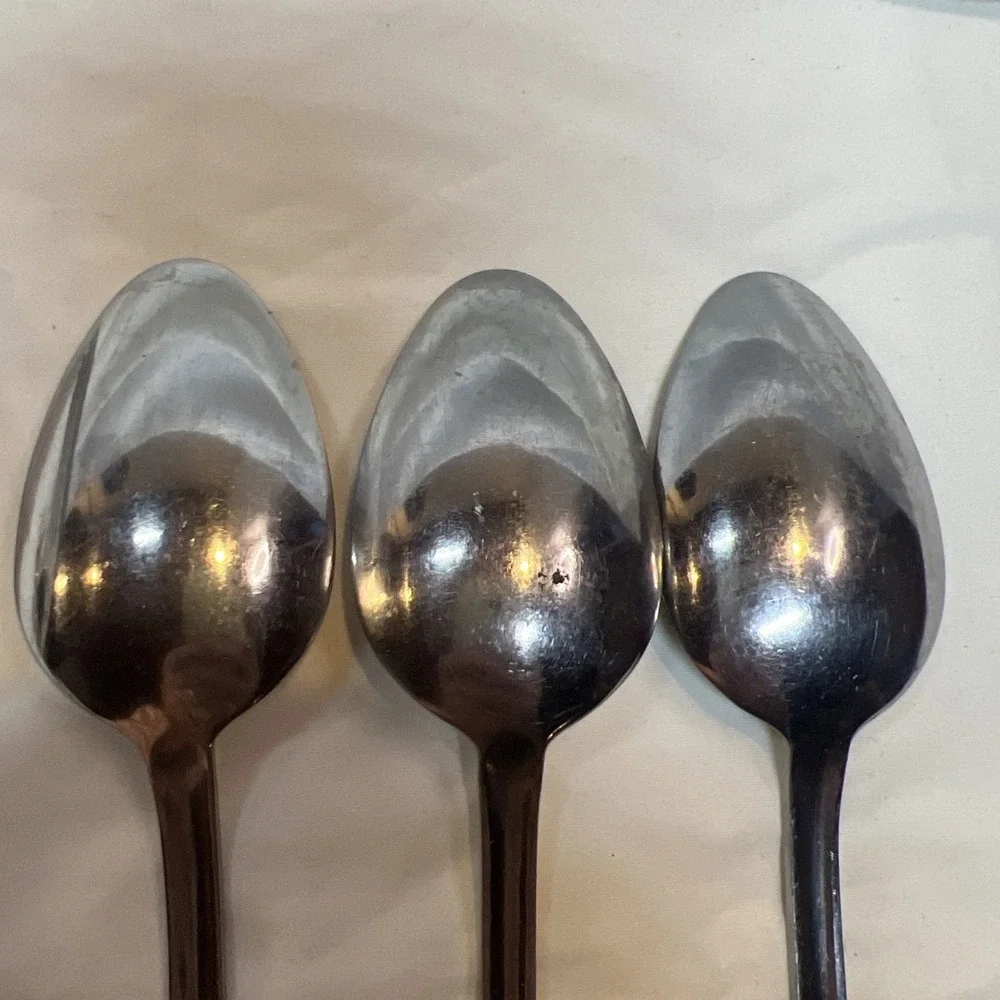Pfaltzgraff Stainless Steel AMERICAN BEAD Lot of 3 Soup Spoons, 1 fork